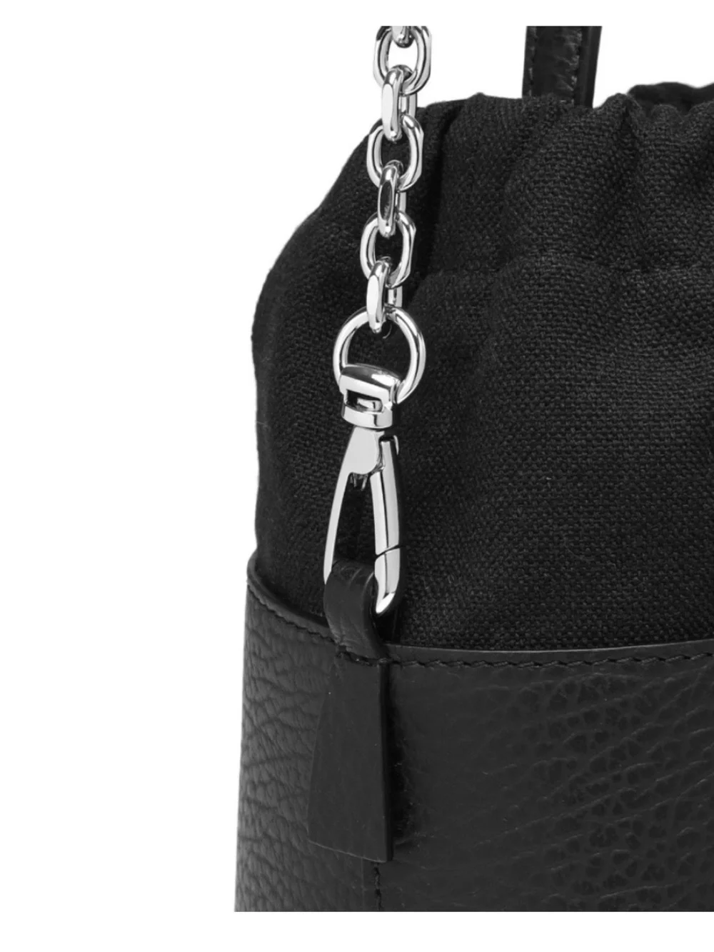 Maison Martin Margiela Black Leather Drawstring Bucket Bag